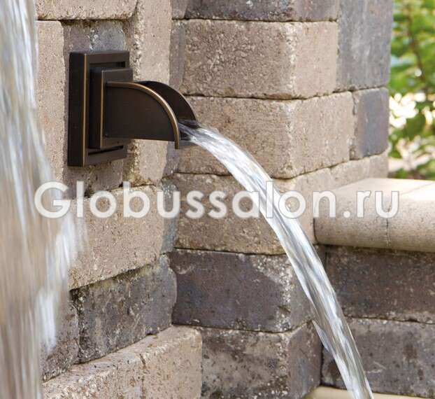 Источник-излив для монтажа в стену, квадратный, Wall Spout Square Bronze OASE